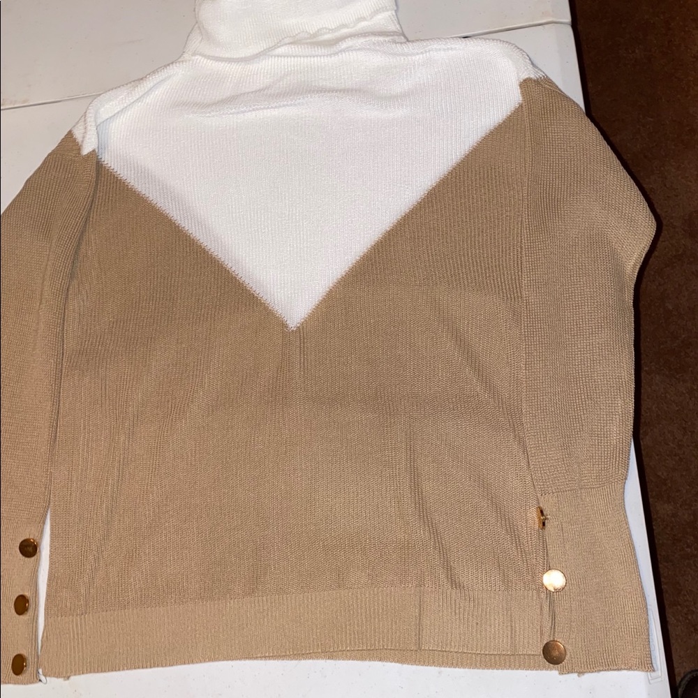 Turtle neck sweater with button accents